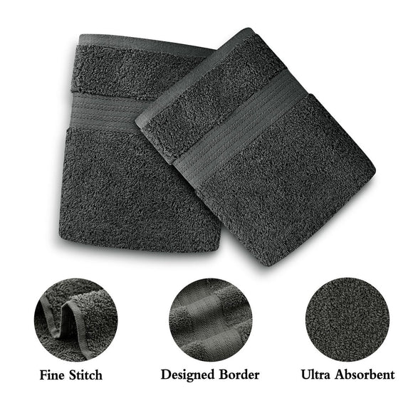 Linenland 4 Piece Cotton Bath Towels Set - Charcoal - RnR Galore