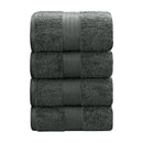 Linenland 4 Piece Cotton Bath Towels Set - Charcoal - RnR Galore