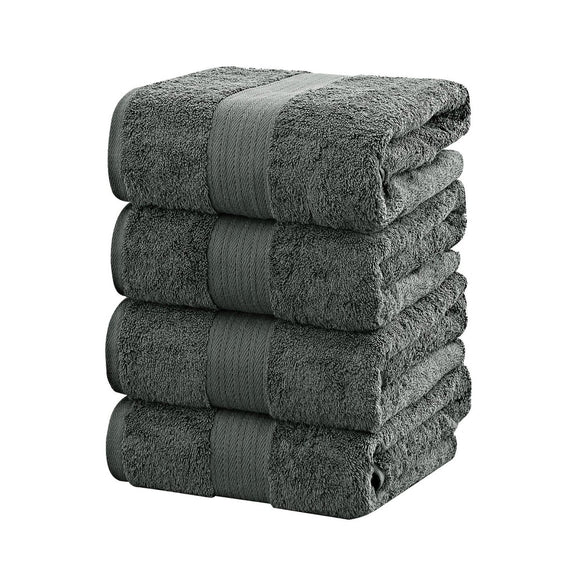 Linenland 4 Piece Cotton Bath Towels Set - Charcoal - RnR Galore