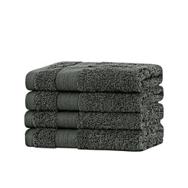Linenland Bath Towel Set - 4 Piece Cotton Washcloths - Charcoal - RnR Galore
