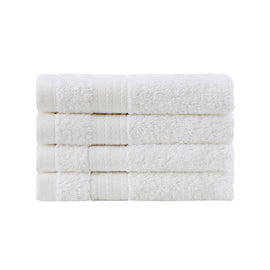 Linenland Bath Towel Set - 4 Piece Cotton Washcloths - White - RnR Galore