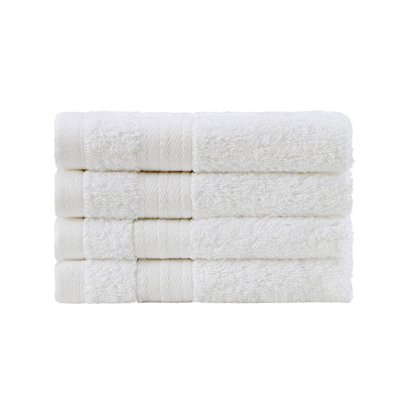 Linenland Bath Towel Set - 4 Piece Cotton Washcloths - White - RnR Galore