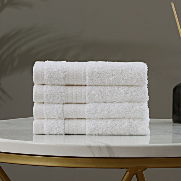 Linenland Bath Towel Set - 4 Piece Cotton Washcloths - White - RnR Galore