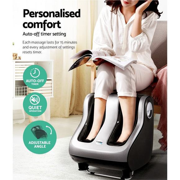 Livemor Foot Massager Shiatsu Massagers Electric Roller Calf Leg Kneading Silver - RnR Galore