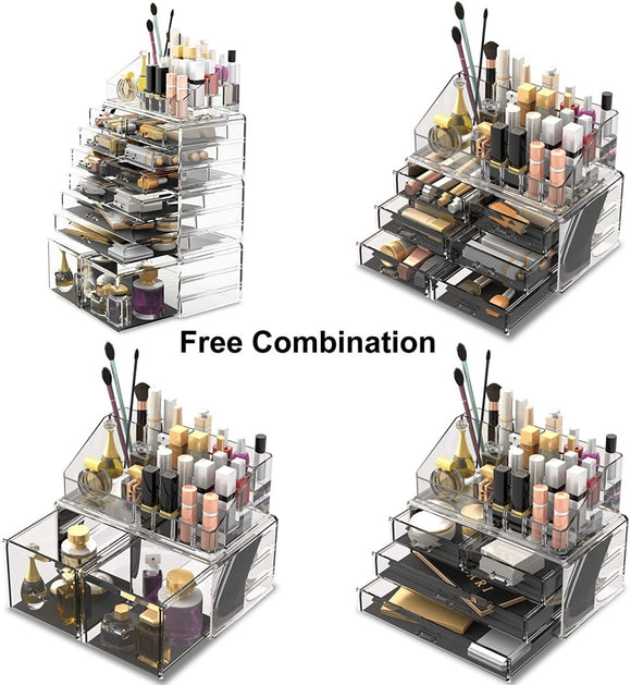 Makeup Cosmetic Organizer Storage with 12 Drawers Display Boxes (Clear) - RnR Galore
