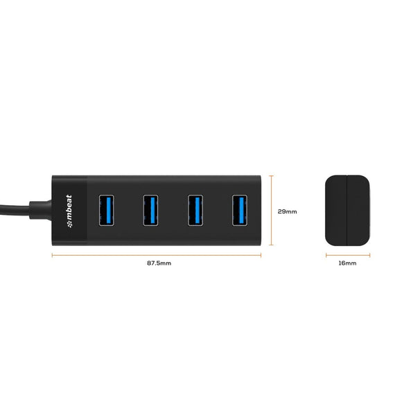 mbeat 4 - Port USB 3.0 Hub - Black - RnR Galore
