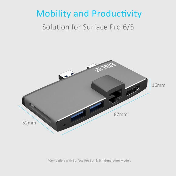 mbeat Edge Pro Multifunction USB - C Hub with LAN for Microsoft Surface Pro Gen 5/6 - RnR Galore