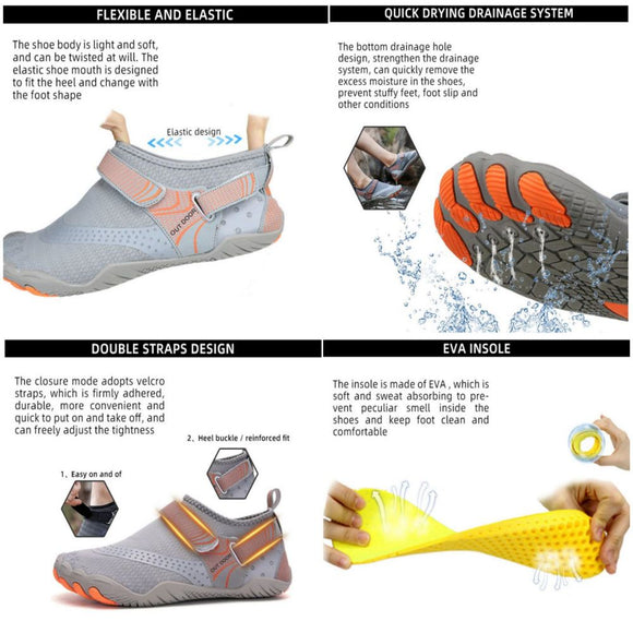 Men Women Water Shoes Barefoot Quick Dry Aqua Sports Shoes - Black Size EU39 = US6 - RnR Galore