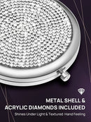 Mini Small Diamond 1X/2X Magnifying Round Metal Pocket Makeup Mirror (Silver) - RnR Galore