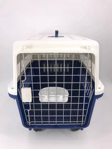 Navy XXL Dog Puppy Cat Crate Pet Carrier Cage W Tray, Bowl & Removable Wheels - RnR Galore