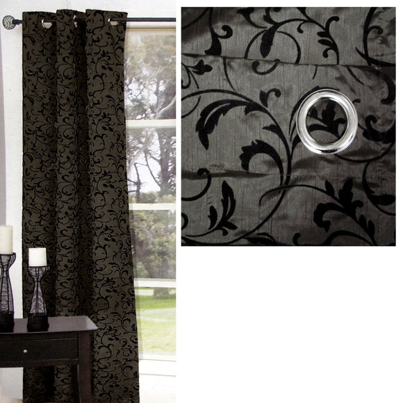 One Piece of Options Flocking Unlined Curtain 110 x 213 cm Charcoal - RnR Galore