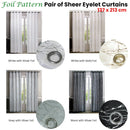 Pair of Sheer Eyelet Curtains Black with Silver Foils 137 x 213 cm - RnR Galore