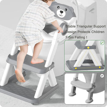 Potty Training Seat Ladder, Kids Boys Girls, Grey - RnR Galore