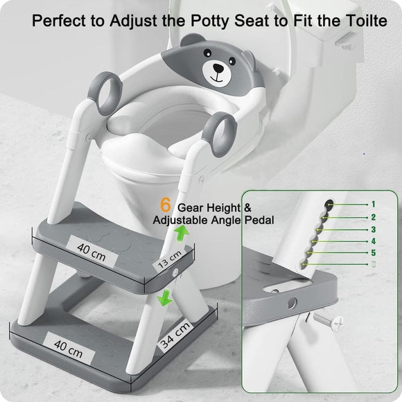 Potty Training Seat Ladder, Kids Boys Girls, Grey - RnR Galore