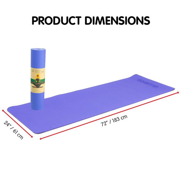 Powertrain TPE Yoga Exercise Mat Home Gym Pilates Fitness 8mm Thick in Light Purple - RnR Galore