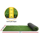 Prime Turf Artificial Grass 2mx5m 10mm Synthetic Fake Lawn Turf Plant Plastic Olive - RnR Galore