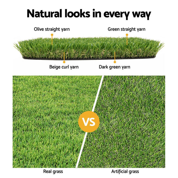 Prime Turf Artificial Grass 40mm 1mx10m Synthetic Fake Lawn Turf Plastic Plant 4 - coloured - RnR Galore