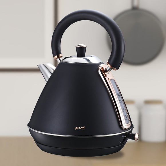 Pronti 1.7L Rose Trim Collection Kettle - Black - RnR Galore