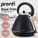 Pronti 1.7L Rose Trim Collection Kettle - Black - RnR Galore