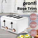 Pronti 4 Slice Toaster Rose Trim Collection - White - RnR Galore