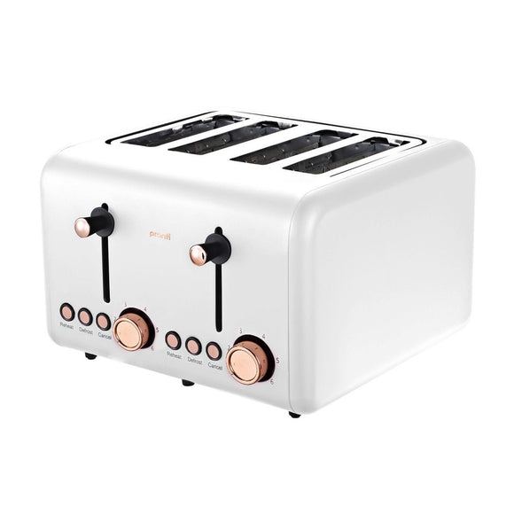 Pronti 4 Slice Toaster Rose Trim Collection - White - RnR Galore