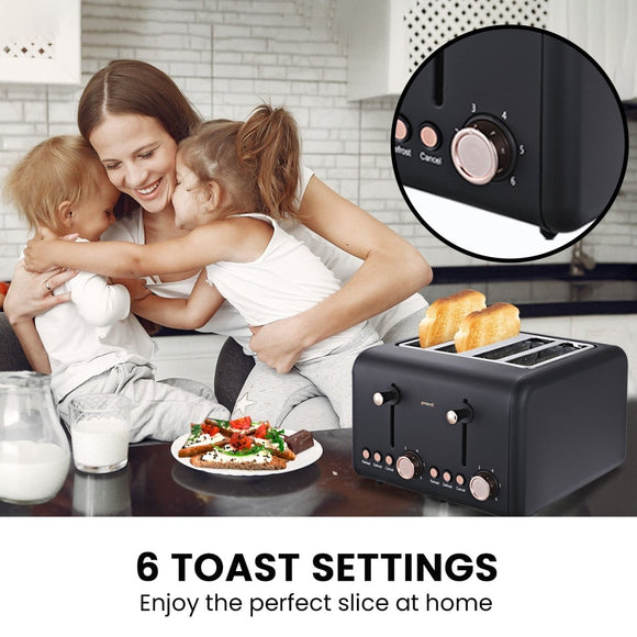 Pronti Rose Trim Collection Toaster & Kettle Bundle - Black - RnR Galore