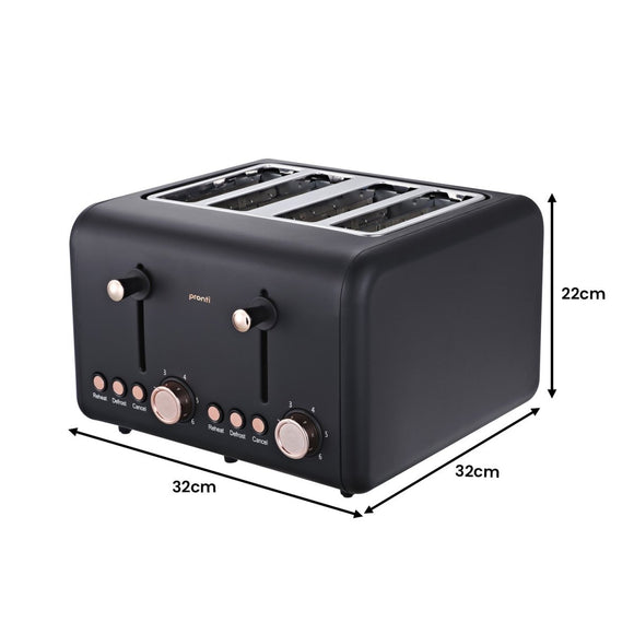 Pronti Rose Trim Collection Toaster & Kettle Bundle - Black - RnR Galore