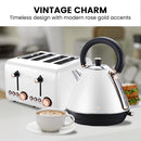 Pronti Rose Trim Collection Toaster & Kettle Bundle - White - RnR Galore