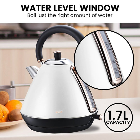 Pronti Rose Trim Collection Toaster & Kettle Bundle - White - RnR Galore
