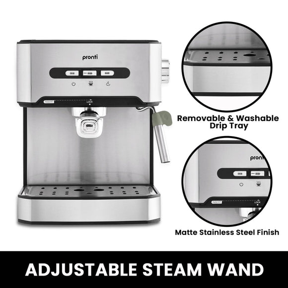 Pronti Toaster, Kettle & Coffee Machine Breakfast Set - Black - RnR Galore