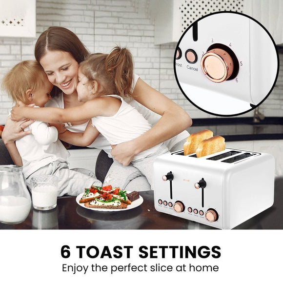 Pronti Toaster, Kettle & Coffee Machine Breakfast Set - White - RnR Galore