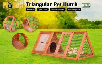 Rabbit Hutch Chicken Coop 118 x 50 x 45cm Triangle Cage Run Ester - RnR Galore