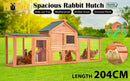 Rabbit Hutch Chicken Coop 204 x 45 x 85cm 2 Storey Cage Mansion - RnR Galore