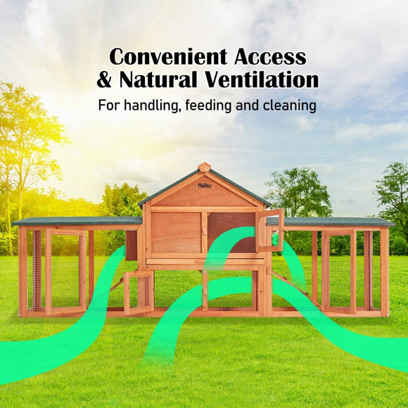 Rabbit Hutch Chicken Coop 204 x 45 x 85cm 2 Storey Cage Mansion - RnR Galore