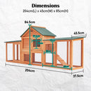 Rabbit Hutch Chicken Coop 204 x 45 x 85cm 2 Storey Cage Mansion - RnR Galore