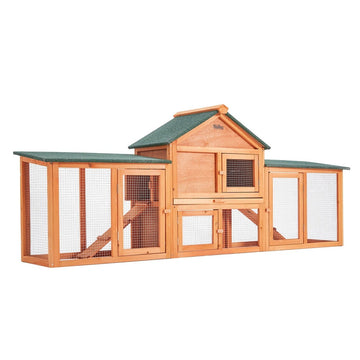 Rabbit Hutch Chicken Coop 204 x 45 x 85cm 2 Storey Cage Mansion - RnR Galore