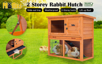 Rabbit Hutch Chicken Coop 92 x 45 x 82cm 2 Storey Cage Run Aria - RnR Galore