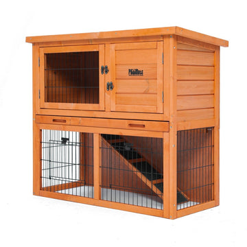 Rabbit Hutch Chicken Coop 92 x 45 x 82cm 2 Storey Cage Run Aria - RnR Galore