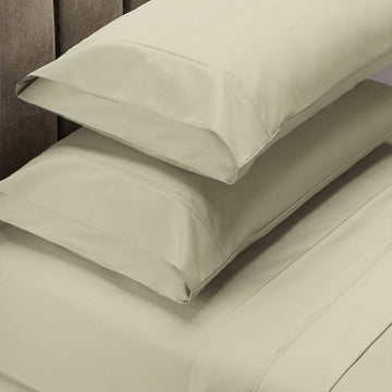 Renee Taylor 1500 Thread Count Pure Soft Cotton Blend Flat & Fitted Sheet Set Ivory King - RnR Galore