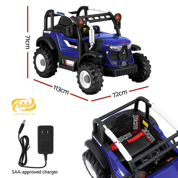 Rigo Kids Electric Ride On Car Off Road Jeep Remote 12V Blue - RnR Galore