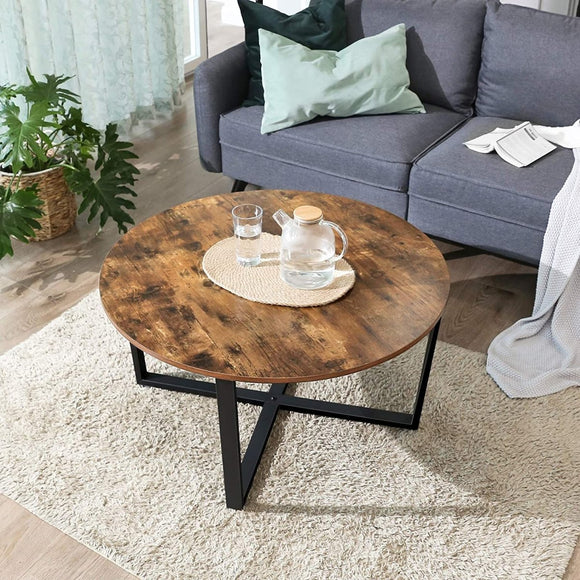 Round Coffee Table Rustic Brown and Black - RnR Galore