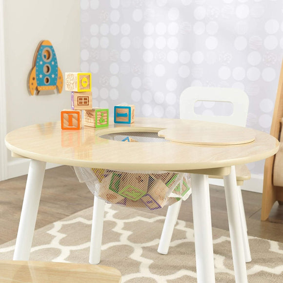 Round Table and 2 Chair Set for children (White Natural) - RnR Galore