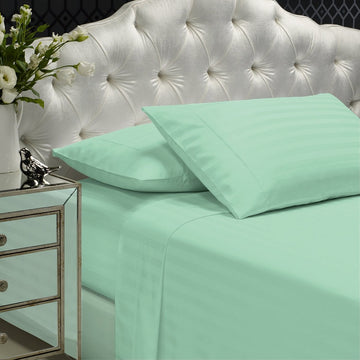 Royal Comfort 1200 Thread count Damask Stripe Cotton Blend sheet sets King Mist - RnR Galore