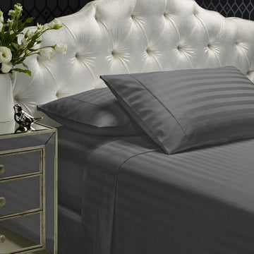 Royal Comfort 1200TC Sheet Set Damask Cotton Blend Ultra Soft Sateen Bedding - King - Charcoal Grey - RnR Galore