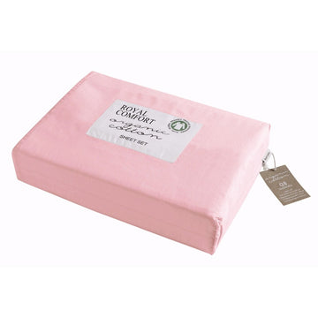 Royal Comfort 250TC Organic 100% Cotton Sheet Set 4 Piece Luxury Hotel Style - Double - Blush - RnR Galore