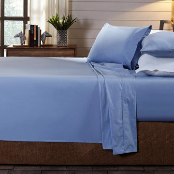 Royal Comfort 250TC Organic 100% Cotton Sheet Set 4 Piece Luxury Hotel Style - Double - Indigo - RnR Galore