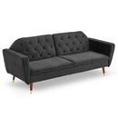 Sarantino Faux Velvet Tufted Sofa Bed Couch Futon - Black - RnR Galore