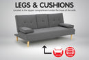 Sarantino Rochester Linen Fabric Sofa Bed Lounge Couch Futon Furniture Suite - Dark Grey - RnR Galore