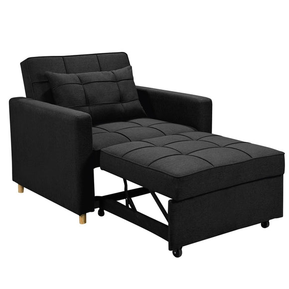 Sarantino Suri 3 - in - 1 Convertible Lounge Chair Bed - Black - RnR Galore
