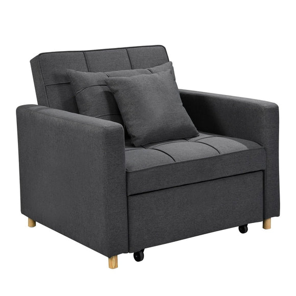 Sarantino Suri 3 - in - 1 Convertible Lounge Chair Bed - Dark Grey - RnR Galore